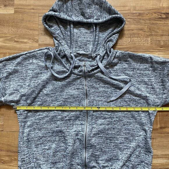 ATHLETA M Gray Batwing & Robin Full Zip Track Jacket Hoodie Athleisure Outdoor - Picture 15 of 16